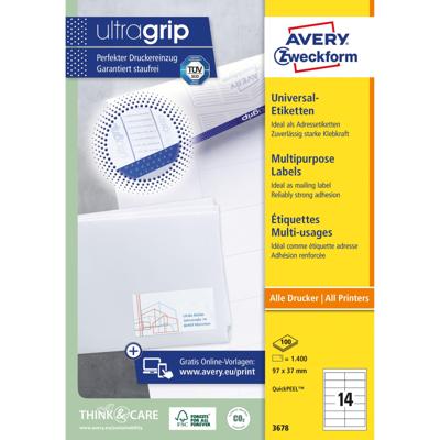 Etiket avery 3678 97x37mm wit 1400st | 5 stuks