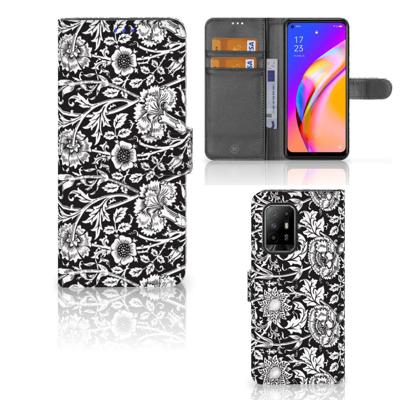OPPO Reno5 Z | A94 5G Hoesje Black Flowers OPPO Reno5 Z | A94 5G Hoesje Black Flowers