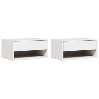 Wandbevestigde nachttafel met lade 2 pcs Wit 50 x 32.5 x 24 cm