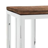 Wandtafel roestvrij staal en massief gerecycled hout zilver - thumbnail