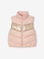 Mouwloze meisjebodywarmer in colorblock roze (poederkleur) - thumbnail