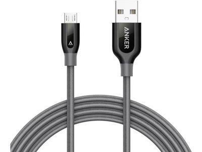 Anker Powerline+ 1,8 m Micro USB-kabel, de kwalitatief hoogwaardige, snellere en duurzamere oplaadkabel voor Samsung, Nexus, LG, Motorola, Android-smartphones en meer (Grijs)