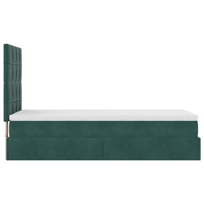 Ottoman bed met matrassen 80x200cm fluweel donkergroen