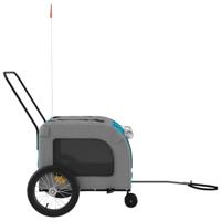 VidaXL Hondenfietstrailer oxford stof en ijzer blauw en grijs - thumbnail
