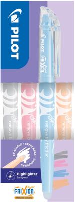 Pilot FriXion Light markeerstift Natural, doos van 4 stuks: grijs, koraal, hemelsblauw, lichtoranje