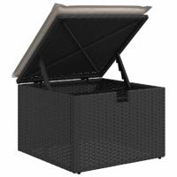 5-delige Loungeset met kussens poly rattan zwart - thumbnail