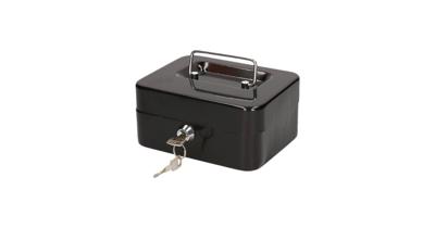 Orange85 - Geldkist - Metaal - Zwart - Met Sleutel - Met Handvat