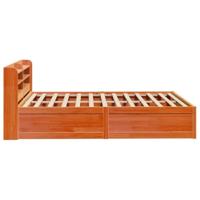 Bedframe met hoofdbord massief grenenhout wasbruin 150x200 cm - thumbnail