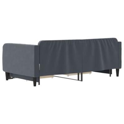 Slaapbank onderschuifbed en lades 90x190 cm fluweel donkergrijs