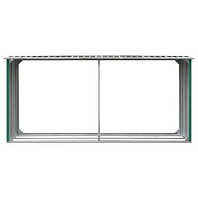 VidaXL Haardhoutschuur 330x92x153 cm gegalvaniseerd staal groen - thumbnail