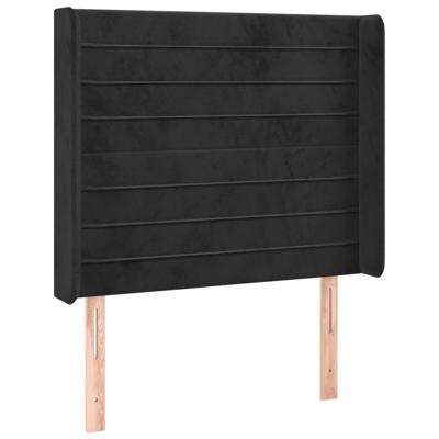 Hoofdbord met randen 93x16x118/128 cm fluweel zwart - thumbnail
