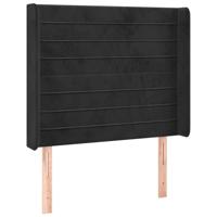 Hoofdbord met randen 103x16x118/128 cm fluweel zwart - thumbnail