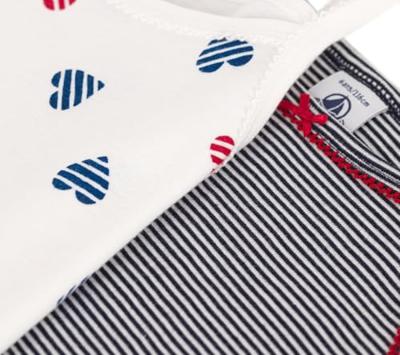 Set van 2 kindertopjes met spaghettibandjes in katoen met hartjesprint PETIT BATEAU wit