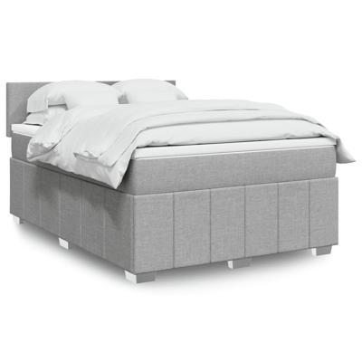 Boxspring met matras stof lichtgrijs 140x200 cm