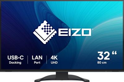 EIZO FlexScan EV3240X-BK Monitor 80 cm (31,5 inch) (USB-C (94W PD), DisplayPort, HDMI, USB-hub, RJ-45 LAN, KVM-schakelaar, 5ms reactietijd, 3840 x 2160 (4K UHD)) zwart