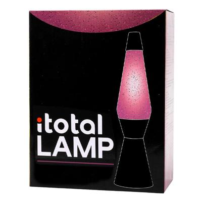 Itotal Lavalamp zwart/roze glitter, 40cm