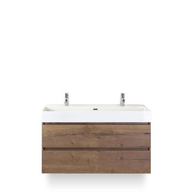 Maxx XL Badmeubelset 120 cm - Tabacco - Wastafel Kube Enkel 2 kraangaten