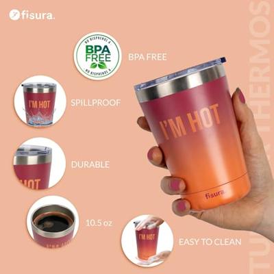 Koffiemok thermosbeker - I&apos;m Hot/rood oranje
