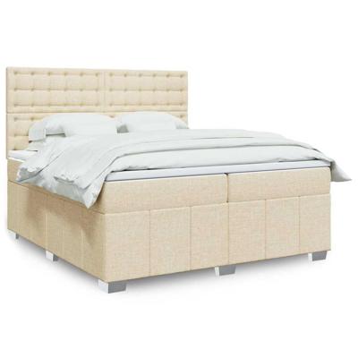 Boxspring met matras stof crèmekleurig 200x200 cm