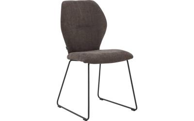 Goossens Eetkamerstoel Hera bruin stof leuning, modern design