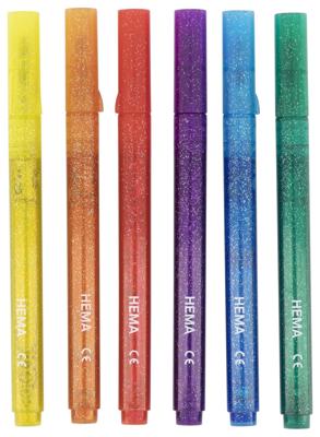HEMA Glitter Stiften - 6 Stuks