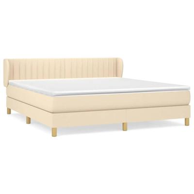 Boxspring met matras stof crèmekleurig 160x200 cm