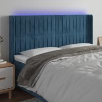Hoofdbord LED 203x16x118/128 cm fluweel donkerblauw - thumbnail