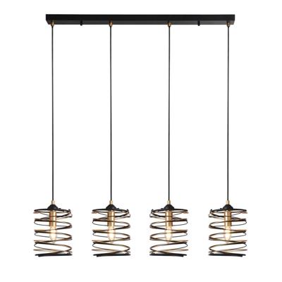 Searchlight HanglampSpring 4-lichts zwart met goud - 85583-4BGO