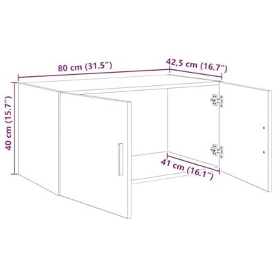 Wandkast artisanaal eikenkleurig 80 x 42.5 x 40 cm Bewerkt hout
