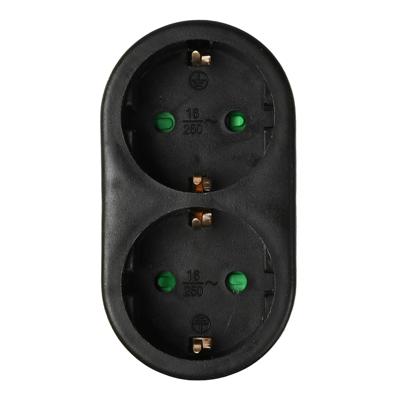 Randaarde stekkeradapter 2-voudig verticaal zwart - 6175905