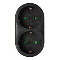 Randaarde stekkeradapter 2-voudig verticaal zwart - 6175905 - thumbnail