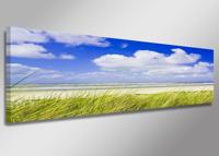 Schilderij - Het strand, Noordzee, 120x40cm. Incl haakjes om op te hangen - thumbnail