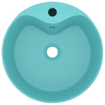 VidaXL Wastafel met overloop 36x13 cm keramiek mat lichtgroen