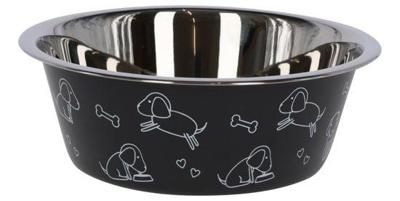 Voederbak rvs zwart met motief 2800ml
