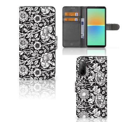 Sony Xperia 10 IV Hoesje Black Flowers Sony Xperia 10 IV Hoesje Black Flowers