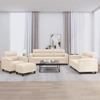 4-delige Loungeset met kussens microvezelstof beige - thumbnail
