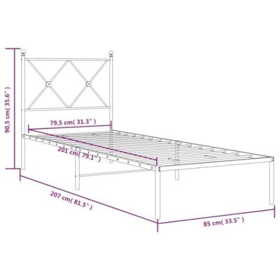 Bedframe met hoofdbord metaal wit 80x200 cm