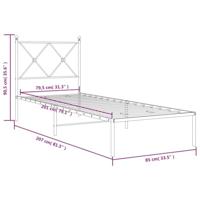 Bedframe met hoofdbord metaal wit 80x200 cm - thumbnail