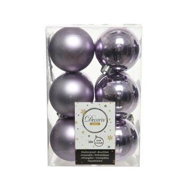 12 onbreekbare kerstballen bevroren lila 6 cm 12 onbreekbare kerstballen bevroren lila 6 cm
