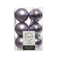 12 onbreekbare kerstballen bevroren lila 6 cm - thumbnail