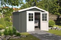 Outdoor Life Norah Blokhut 295x295 cm 28 mm vuren Green Grey-Wit gecoat- Zadeldak- - Outdoor Life - thumbnail