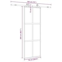 Schuifdeur met beslagset 76x205 cm gehard glas zwart - thumbnail