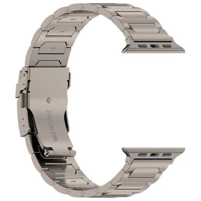 By Qubix - Titanium H-type schakelband - Titanium kleur - Compatible met Apple Watch 38mm / 40mm / 41mm / 42mm - Compatible Apple watch bandjes