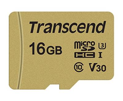 Transcend Premium 500S microSDHC-kaart 16 GB Class 10, UHS-I, UHS-Class 3, v30 Video Speed Class Incl. SD-adapter Transcend Premium 500S microSDHC-kaart 16 GB Class 10, UHS-I, UHS-Class 3, v30 Video Speed Class Incl. SD-adapter