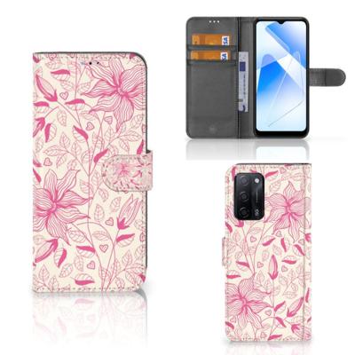 OPPO A16/A16s/A54s Hoesje Pink Flowers OPPO A16/A16s/A54s Hoesje Pink Flowers