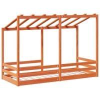 Kinderbed met bedhuis 90x190 cm massief grenenhout wasbruin - thumbnail