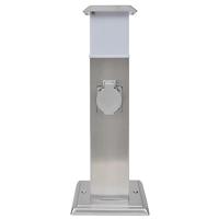 VidaXL Buitenstopcontact op zuil met lamp (roestvrij staal) - thumbnail