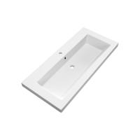 Brauer Solar Medium Wastafel - 100 cm - met 1 Spoelbak en 1 Kraangat - Mineraalmarmer Mat Wit - thumbnail