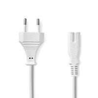 Nedis Stroomkabel | Euro Male | IEC-320-C7 | Recht | Recht | Vernikkeld | 3.00 m | Plat | PVC | Wit | Label - CEGL11040WT30 - thumbnail