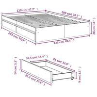 Bedframe met lades bewerkt hout wit 120x200 cm - thumbnail